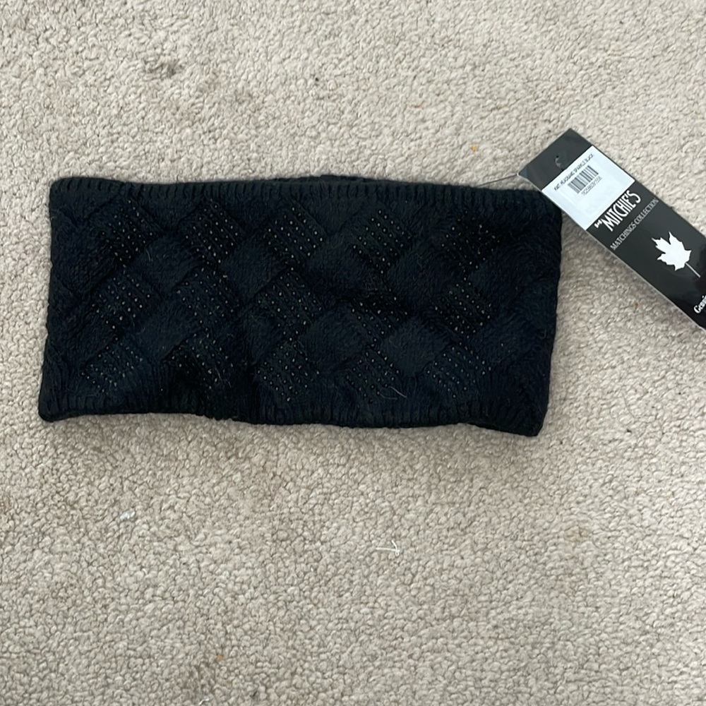 Knit headband sparkle black